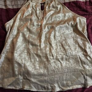 SHEIN Shimmering Gold Halter Blouse